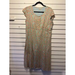 Vintage April Cornell Cap Sleeve Floral Maxi Dress Plus Size Prairie Cottagecore